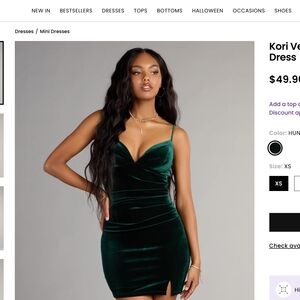Kori Hunter Green Velvet Mini Dress